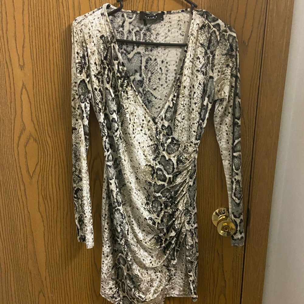 Snake Print Long Sleeve Dress